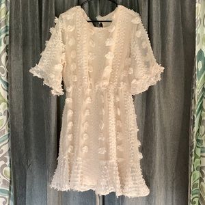 Ivory Embroidered Polka Dot Dress